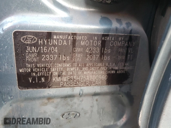 2005 Hyundai Sonata GLS with VIN KMHWF35H75A100960, listed as a Copart auction lot 81070954 with 133,919 mi miles and Salvage Title. Bid and sale history available at carsss.com. Image 14.