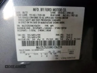 2021 Ford EcoSport SE z VIN MAJ3S2GEXMC436224, wystawiony jako Copart lot #80587304 z przebiegiem 35 625 mil mil oraz Szkoda całkowita • Salvage title. Historia ofert i sprzedaży dostępna na DreamBid. Obrazek 13.