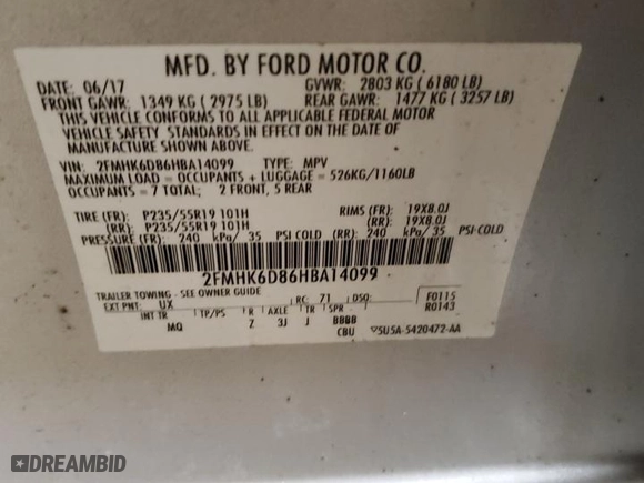 2017 Ford Flex Limited with VIN 2FMHK6D86HBA14099, listed as a Copart auction lot 45728985 with 79,816 mi miles and Salvage Title. Bid and sale history available at carsss.com. Image 14.