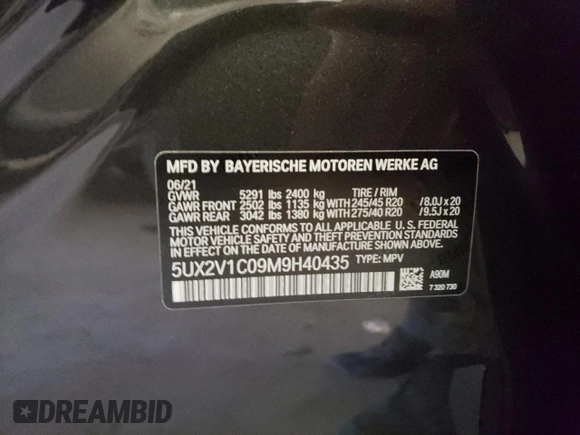 2021 BMW X4 xDrive30i with VIN 5UX2V1C09M9H40435, listed as a Copart auction lot 63585963 with 26,409 mi miles. Bid and sale history available at carsss.com. Image 12.