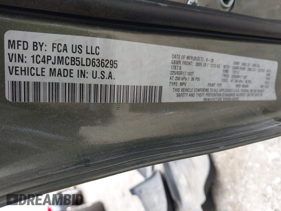 2020 Jeep Cherokee Latitude z VIN 1C4PJMCB5LD636295, wystawiony jako IAAI lot #42358449 z przebiegiem 103 478 mil mil oraz . Historia ofert i sprzedaży dostępna na DreamBid. Obrazek 9.