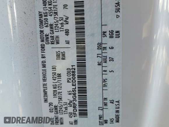 2020 Ford F-350 z VIN 1FDRF3G65LED08821, wystawiony jako Copart lot #72862504 z przebiegiem 205 384 mil mil oraz Czysty tytuł • Clean title. Historia ofert i sprzedaży dostępna na DreamBid. Obrazek 12.
