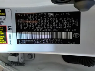 2020 Toyota Camry LE with VIN 4T1C11AK8LU942967, listed as a Copart auction lot 48698875 with 208,197 mi miles and Salvage Title. Bid and sale history available at carsss.com. Image 15.