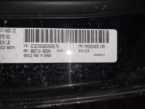 2013 Chrysler 300 with VIN 2C3CCAGG6DH528175, listed as a IAAI auction lot 41752808 with 205,794 mi miles. Bid and sale history available at carsss.com. Image 9.