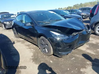 2023 Tesla Model 3 with VIN 5YJ3E1EA2PF482536, listed as a IAAI auction lot 41858110 with 6,298 mi miles. Bid and sale history available at carsss.com. Image 1.