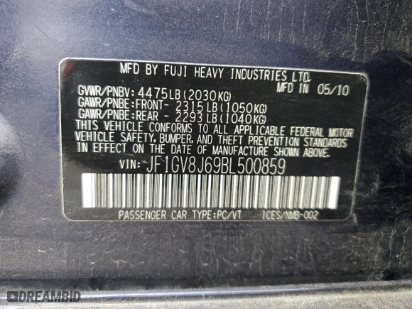 2011 Subaru Impreza Sedan WRX WRX STI with VIN JF1GV8J69BL500859, listed as a Copart auction lot 52950483 with 171,576 mi miles and Salvage Title. Bid and sale history available at carsss.com. Image 12.