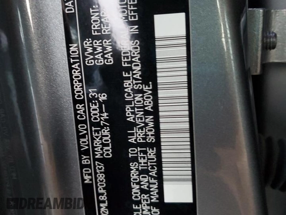 2018 Volvo S90 Inscription z VIN LVY992ML8JP038137, wystawiony jako Copart lot #84854314 z przebiegiem 90 050 mil mil oraz Szkoda całkowita • Salvage title. Historia ofert i sprzedaży dostępna na DreamBid. Obrazek 15.