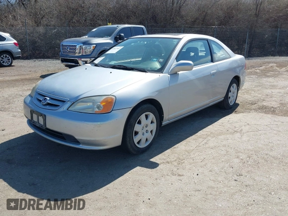 2002 Honda Civic EX with VIN 1HGEM22902L101849, listed as a IAAI auction lot 41817462 with 1 mi miles. Bid and sale history available at carsss.com. Image 2.