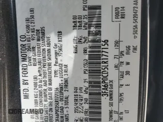 2020 Ford Fusion SEL with VIN 3FA6P0CD5LR177156, listed as a Copart auction lot 65674585 with 123,728 mi miles and Salvage title. Bid and sale history available at DreamBid. Image 12.