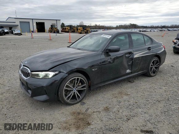 2023 BMW 3 Series 330e xDrive with VIN 3MW39FS05P8D22715, listed as a Copart auction lot 86916144 with 25,819 mi miles and Salvage Title. Bid and sale history available at carsss.com. Image 1.
