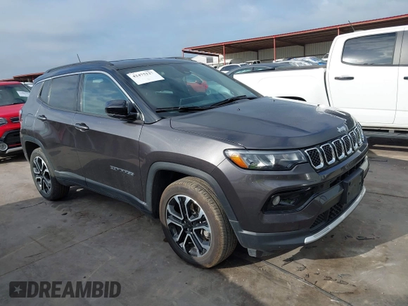 2024 Jeep Compass Limited with VIN 3C4NJDCN1RT596947, listed as a IAAI auction lot 42475127 with 35,210 mi miles and . Bid and sale history available at DreamBid. Image 1.