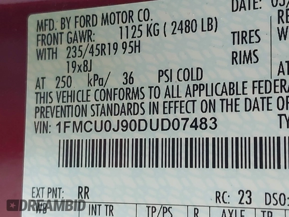 2013 Ford Escape Titanium с VIN 1FMCU0J90DUD07483, выставлен на аукционе IAAI как лот 42629324 с пробегом 173 394 миль миль и . История ставок и продаж доступна на DreamBid. Изображение 9.
