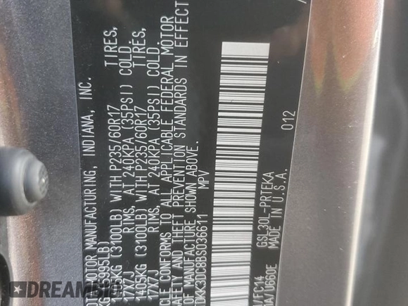 2011 Toyota Sienna LE AAS with VIN 5TDKK3DC8BS036611, listed as a Copart auction lot 86568384 with 160,580 mi miles and Salvage Title. Bid and sale history available at carsss.com. Image 13.