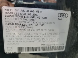 2014 Audi SQ5 Premium Plus with VIN WA1CGAFP4EA101976, listed as a Copart auction lot 59542494 with 75,645 mi miles and Salvage Title. Bid and sale history available at carsss.com. Image 13.