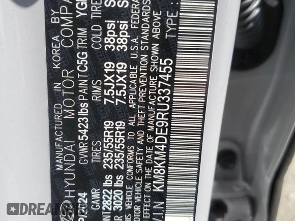 2024 Hyundai Ioniq 5 SE z VIN KM8KM4DE9RU337455, wystawiony jako Copart lot #53738745 z przebiegiem 2 490 mil mil oraz Szkoda całkowita • Salvage title. Historia ofert i sprzedaży dostępna na DreamBid. Obrazek 14.
