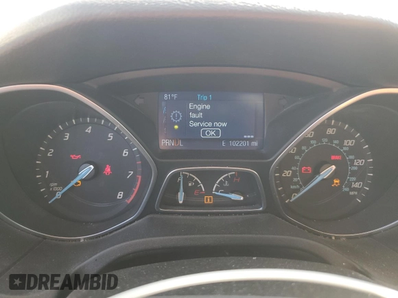2014 Ford Focus SE with VIN 1FADP3F20EL182320, listed as a Copart auction lot 48985215 with 102,201 mi miles and Salvage Title. Bid and sale history available at carsss.com. Image 9.