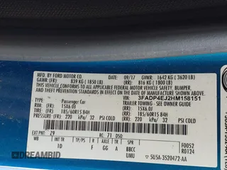 2017 Ford Fiesta SE with VIN 3FADP4EJ2HM158151, listed as a IAAI auction lot 41624161 with 61,284 mi miles. Bid and sale history available at carsss.com. Image 9.