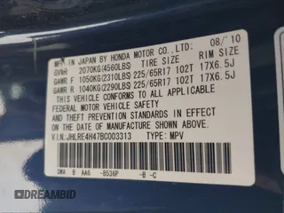 2011 Honda CR-V SE with VIN JHLRE4H47BC003313, listed as a IAAI auction lot 41732377 with 182,564 mi miles. Bid and sale history available at carsss.com. Image 9.