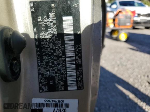 2005 Toyota Sienna CE с VIN 5TDZA23C05S337259, выставлен на аукционе Copart как лот 52256085 с пробегом Не указан миль и Списание • Salvage title. История ставок и продаж доступна на DreamBid. Изображение 13.