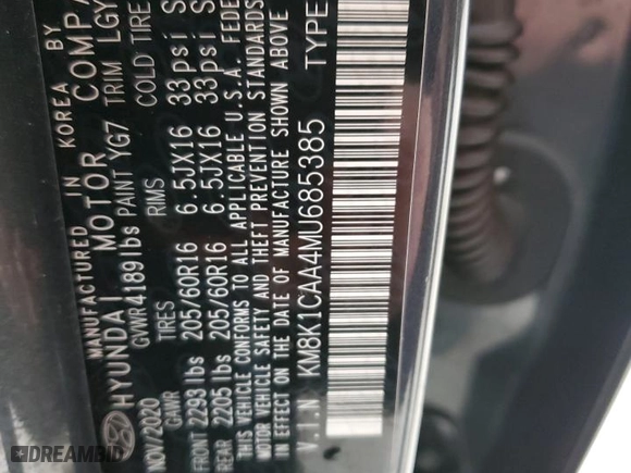 2021 Hyundai Kona SE with VIN KM8K1CAA4MU685385, listed as a Copart auction lot 50253045 with 48,327 mi miles and Salvage Title. Bid and sale history available at carsss.com. Image 13.