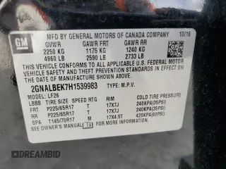 2017 Chevrolet Equinox LS with VIN 2GNALBEK7H1539983, listed as a Copart auction lot 52690295 with 158,235 mi miles and Salvage Title. Bid and sale history available at carsss.com. Image 12.