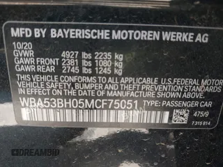 2021 BMW 5 Series 530i z VIN WBA53BH05MCF75051, wystawiony jako IAAI lot #41336049 z przebiegiem 71 933 mil mil oraz . Historia ofert i sprzedaży dostępna na DreamBid. Obrazek 9.