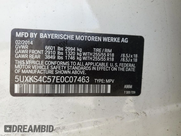 2014 BMW X5 xDrive35d with VIN 5UXKS4C57E0C07463, listed as a Copart auction lot 51803265 with 138,230 mi miles and Clean Title. Bid and sale history available at carsss.com. Image 13.