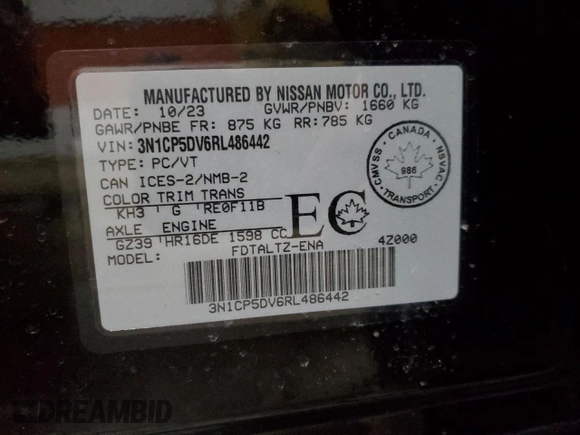2024 Nissan Kicks SR with VIN 3N1CP5DV6RL486442, listed as a Copart auction lot 82135064 with 11,580 mi miles and Clean Title. Bid and sale history available at DreamBid. Image 13.