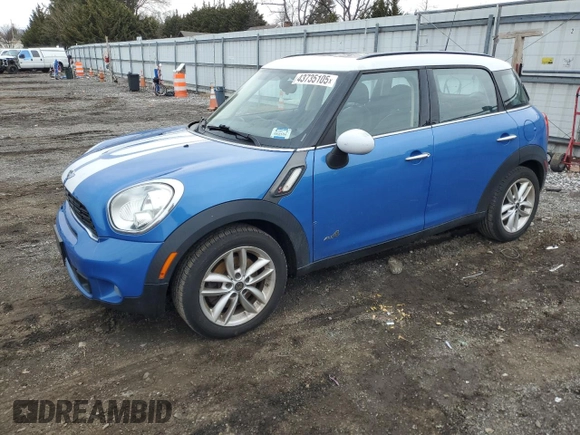2012 MINI Countryman S with VIN WMWZC5C57CWL62540, listed as a Copart auction lot 43735105 with 86,558 mi miles and Salvage Title. Bid and sale history available at DreamBid. Image 1.