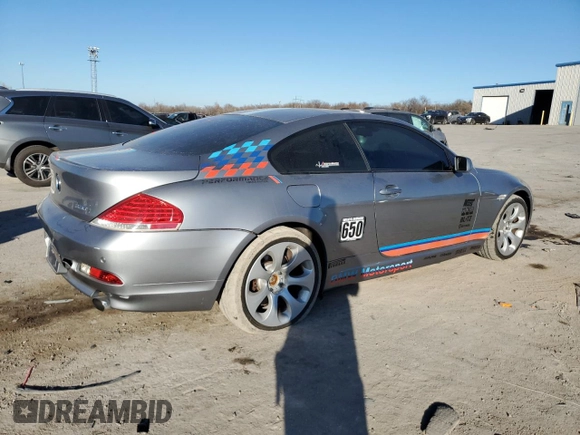 2006 BMW 6 Series 650Ci with VIN WBAEH13476CR49326, listed as a Copart auction lot 86166654 with 120,872 mi miles and Clean Title. Bid and sale history available at carsss.com. Image 3.
