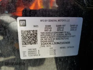 2022 GMC Acadia AT4 with VIN 1GKKNLLS3NZ103459, listed as a Copart auction lot 51875455 with 110,950 mi miles and Salvage title. Bid and sale history available at DreamBid. Image 13.