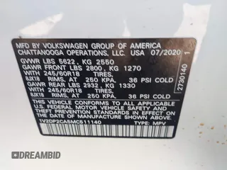 2021 Volkswagen Atlas SE z VIN 1V2DP2CA5MC511140, wystawiony jako IAAI lot #41703130 z przebiegiem 113 922 mil mil oraz . Historia ofert i sprzedaży dostępna na DreamBid. Obrazek 9.