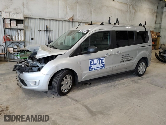 2019 Ford Transit Connect XLT with VIN NM0GE9F23K1406216, listed as a Copart auction lot 58146145 with 105,015 mi miles and Non repairable. Bid and sale history available at DreamBid. Image 1.