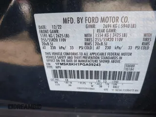 2023 Ford Explorer ST-Line с VIN 1FMSK8KH1PGA09243, выставлен на аукционе IAAI как лот 41378149 с пробегом 26 963 миль миль и . История ставок и продаж доступна на DreamBid. Изображение 9.