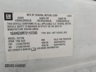 2002 Chevrolet Express with VIN 1GAHG39R721197305, listed as a IAAI auction lot 42041685 with 119,605 mi miles and . Bid and sale history available at carsss.com. Image 9.