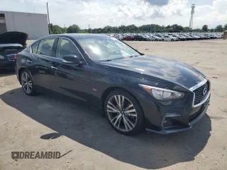 2018 Infiniti Q50 Luxe with VIN JN1EV7AR9JM436131, listed as a Copart auction lot 61730475 with 121,452 mi miles and Salvage title. Bid and sale history available at DreamBid. Image 4.