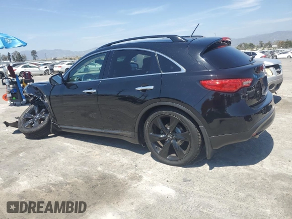 2015 Infiniti QX70 with VIN JN8CS1MU9FM380312, listed as a Copart auction lot 54104005 with 100,678 mi miles and Salvage Title. Bid and sale history available at DreamBid. Image 2.
