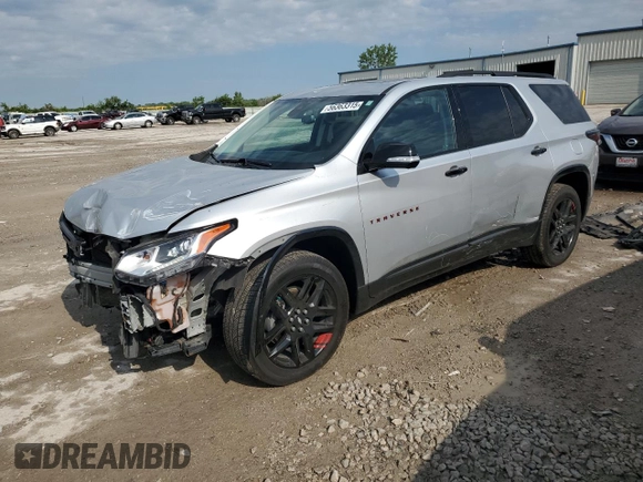 2020 Chevrolet Traverse Premier z VIN 1GNERKKW3LJ291107, wystawiony jako Copart lot #56363315 z przebiegiem 74 464 mil mil oraz Szkoda całkowita • Salvage title. Historia ofert i sprzedaży dostępna na DreamBid. Obrazek 1.