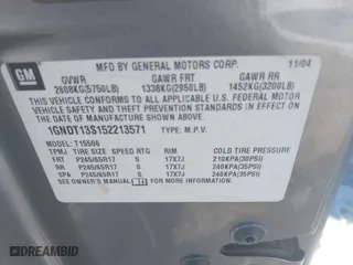 2005 Chevrolet TrailBlazer LT with VIN 1GNDT13S152213571, listed as a IAAI auction lot 41356058 with 157,856 mi miles. Bid and sale history available at carsss.com. Image 9.
