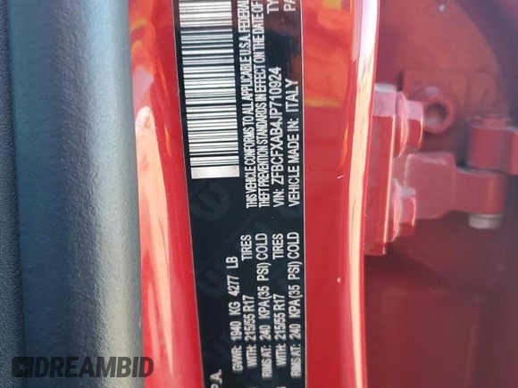 2018 FIAT 500X Pop with VIN ZFBCFXAB4JP710924, listed as a Copart auction lot 86012114 with 75,937 mi miles and Salvage title. Bid and sale history available at DreamBid. Image 14.