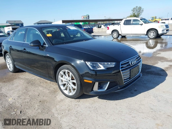2019 Audi A4 Premium z VIN WAUDNAF40KA024392, wystawiony jako IAAI lot #41045566 z przebiegiem 56 419 mil mil oraz . Historia ofert i sprzedaży dostępna na DreamBid. Obrazek 1.