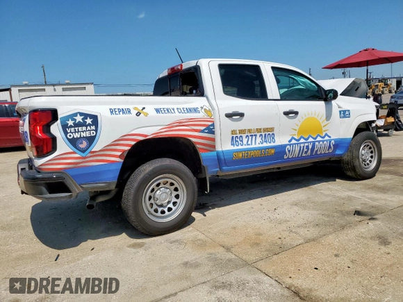 2023 Chevrolet Colorado 2WD Work Truck with VIN 1GCGSBEC6P1201879, listed as a Copart auction lot 60961335 with 45,939 mi miles and Salvage title. Bid and sale history available at DreamBid. Image 3.