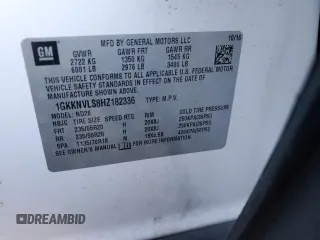 2017 GMC Acadia SLT with VIN 1GKKNVLS8HZ182336, listed as a Copart auction lot 41596915 with 109,304 mi miles and Salvage Title. Bid and sale history available at carsss.com. Image 13.