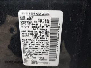2011 Nissan Murano S with VIN JN8AZ1MW8BW187586, listed as a IAAI auction lot 42032510 with 131,702 mi miles and . Bid and sale history available at DreamBid. Image 9.
