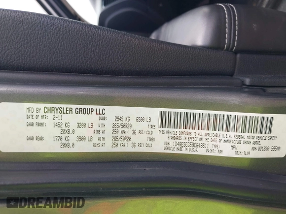 2011 Dodge Durango Citadel с VIN 1D4RE5GG5BC648611, выставлен на аукционе IAAI как лот 42600814 с пробегом 186 668 миль миль и . История ставок и продаж доступна на DreamBid. Изображение 9.