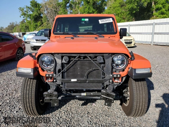 2023 Jeep Wrangler Sahara with VIN 1C4HJXEN4PW620113, listed as a Copart auction lot 50839455 with 34,777 mi miles and Salvage Title. Bid and sale history available at carsss.com. Image 5.