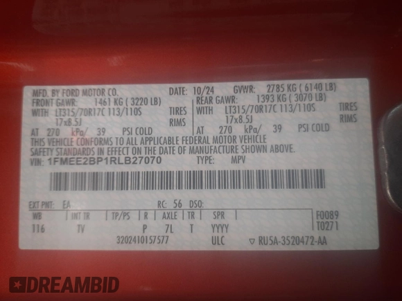 2024 Ford Bronco Wildtrak z VIN 1FMEE2BP1RLB27070, wystawiony jako Copart lot #54312945 z przebiegiem 3 354 mil mil oraz Szkoda całkowita • Salvage title. Historia ofert i sprzedaży dostępna na DreamBid. Obrazek 13.