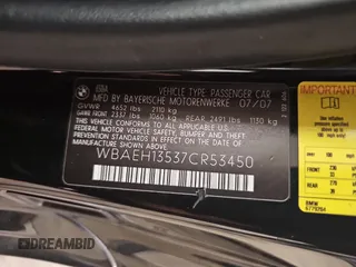 2007 BMW 6 Series 650i with VIN WBAEH13537CR53450, listed as a Copart auction lot 72861384 with 101,695 mi miles and Clean Title. Bid and sale history available at carsss.com. Image 10.