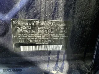 2013 Hyundai Elantra GLS with VIN 5NPDH4AE7DH288619, listed as a Copart auction lot 47264565 with 186,968 mi miles and Salvage Title. Bid and sale history available at carsss.com. Image 12.