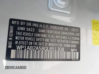 2016 Porsche Macan S with VIN WP1AB2A58GLB51308, listed as a IAAI auction lot 42278290 with 109,199 mi miles and . Bid and sale history available at DreamBid. Image 9.